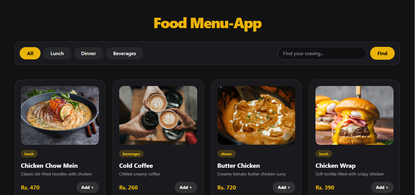 Food Menu App